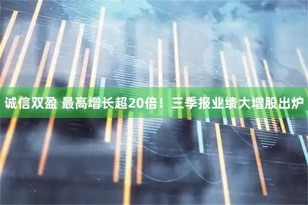 诚信双盈 最高增长超20倍！三季报业绩大增股出炉