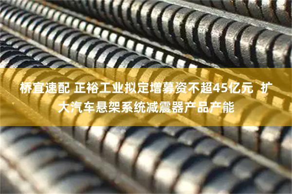 桥宜速配 正裕工业拟定增募资不超45亿元  扩大汽车悬架系统减震器产品产能